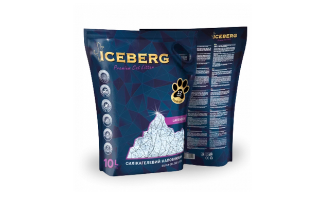 ICEBERG LAVENDER - гігієнічний наповнювач на основі силікагелю з ароматом лаванди для котячих туалетів 10 л