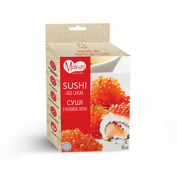 Ласощі для собак від 3-х місяців Mavsy Freeze dried SUSHI WITH RED CAVIAR суші лосося з червоною ікрою, 50 г FDMAVSY03 фото