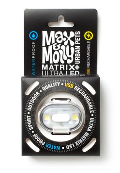 Светодиодный фонарик для собак на ошейник Max & Molly Matrix Ultra LED Safety/Hanging Pack, белый (подвесной)