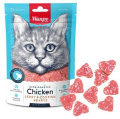 Wanpy Chicken Jerky & Codfish Hearts - сердечки курки та тріски ласощі для котів 80 г