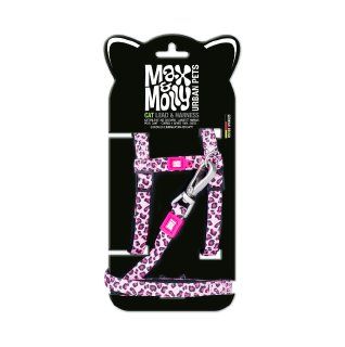 Max Molly Cat Harness/Leash Set - Leopard Pink/1 Size - Набор шлеи и поводка для кошек с леопардовым принтом