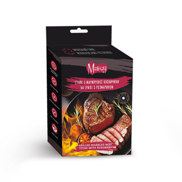 Ласощі для собак від 3-х місяців Mavsy Refined jerky GRILLED MARBLED BEEF STEAK WITH ROSEMARY стейк з мармурової яловичини на грилі з розмарином, 100 г LSRM05 фото