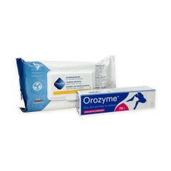 Orozyme - Гель для зубів і ясен для тварин, 0,07 кг + Plaqtiv+ Dental Wipes - Стоматологічні серветки для собак та котів 64 шт