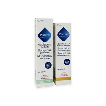 Plaqtiv+ Toothpaste 70g - Зубная паста для собак и кошек 70 г + Plaqtiv+ Oral Care Oral Spray (Vanilla Mint) 60 ml - Спрей для ухода за полостью рта собак 60 мл