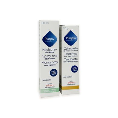 Plaqtiv+ Toothpaste 70g - Зубна паста для собак та котів 70 г + Plaqtiv+ Oral Care Oral Spray (Vanilla Mint) 60 ml - Спрей для догляду за ротовою порожниною собак 60 мл