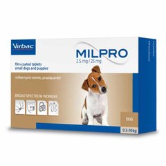 Virbac Milpro Антигельмінтні таблетки для цуценят та малих порід собак на вагу від 0,5 до 10 кг (1 таб)