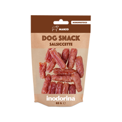 Inodorina dog snack salsiccette manzo ласощі для собак яловичі ковбаски 80 г