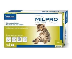 Virbac Milpro Антигельмінтні таблетки для кошенят та малих порід кішок на вагу від 0,5 до 2 кг (1 таб.)