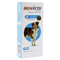 Bravecto (Бравекто) - Жувальна таблетка від бліх та кліщів для собак 20-40 кг (1000 мг)