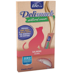 LifeCat Deli Snack Natural Cream - Ласощі крем-снек на основі м'яса лосося, 6 штук по 15 г